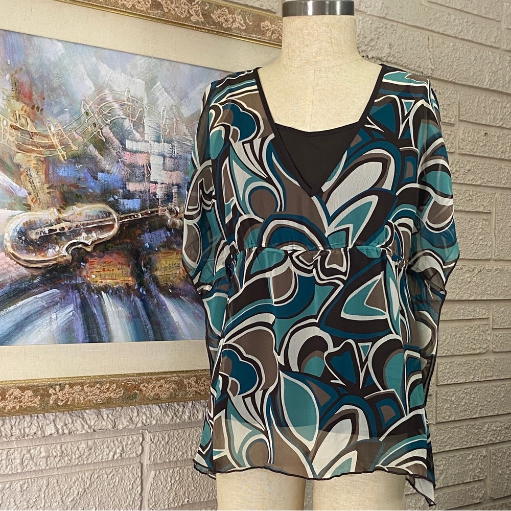 Apt 9 Geometric Print Empire Style Layered Top